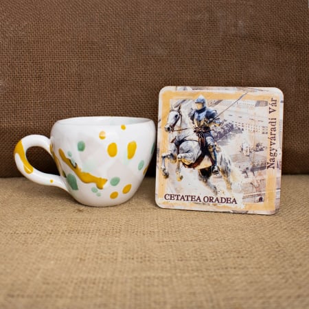 Cetatea Oradea - Suport pahare suvenir, din lemn, Cavaler Medieval (1), Cetatea Oradea