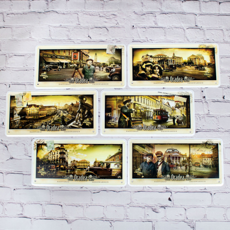 Belle Epoque - Tablou metalic decorativ suvenir Belle Epoque Oradea (set 6 bucati)