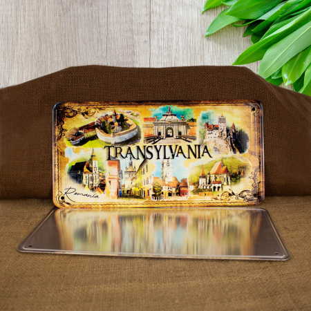 Tablou metalic decorativ suvenir, Cetati si Castele, Visit Transylvania, Romania [1]