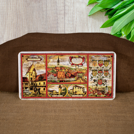 Colectia medievala - Tablou metalic decorativ suvenir, Steme medievale ale orasului Sibiu