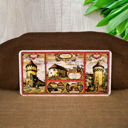 Colectia medievala - Tablou metalic decorativ suvenir, Turnuri si poduri medievale, Sibiu