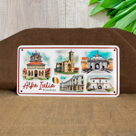 Colectia "Visit Romania" - Tablou metalic decorativ suvenir, Visit Cetatea Alba Carolina, Alba Iulia