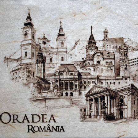 Tablou suvenir din lemn, gravat, Oradea, dimensiune 13 x 18 cm, rama inclusa [5]