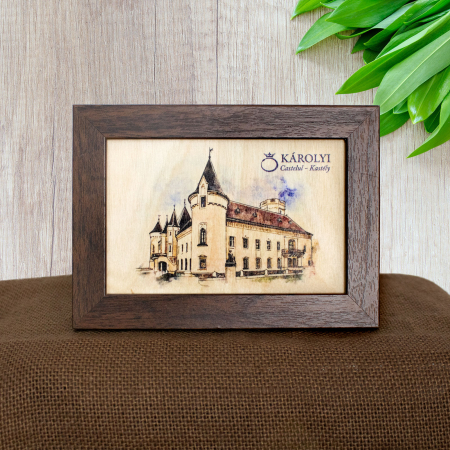 Castelul Karolyi, Carei - Tablou suvenir din lemn, Acuarela, Castelul Karolyi Carei, dimensiune 10/15, rama inclusa