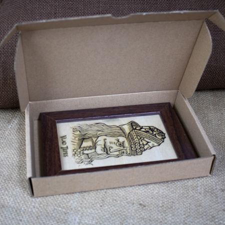 Tablou suvenir din lemn, gravat, Vlad Tepes, dimensiune 10/15 cm, rama inclusa [1]