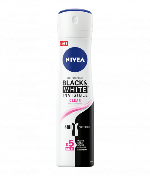 Deodorant Spray Antiperspirant Nivea Black & White Invisible Clear, 150ml [1]