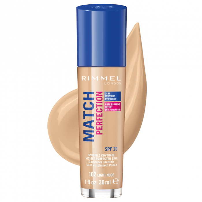 Fond de Ten Rimmel London Match Perfection SPF 20, 102 - Light Nude, 30ml [1]