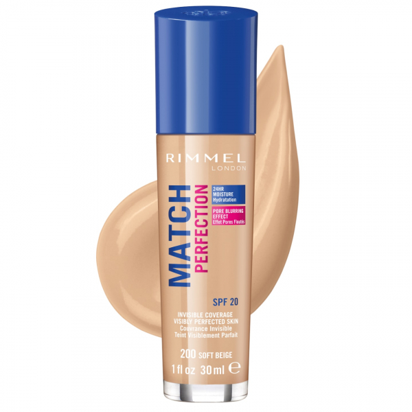 Fond de Ten Rimmel London Match Perfection SPF 20 200 Soft Beige, 30ml [1]