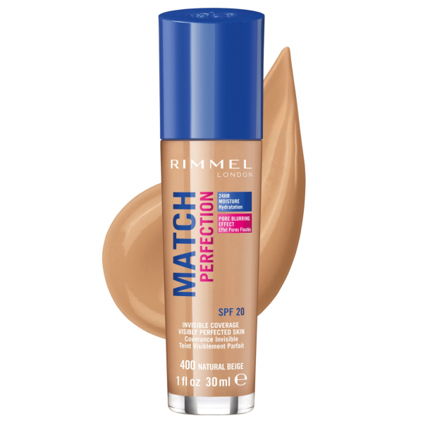 Fond de Ten Rimmel London Match Perfection SPF 20 400 Nautral Beige, 30ml [1]