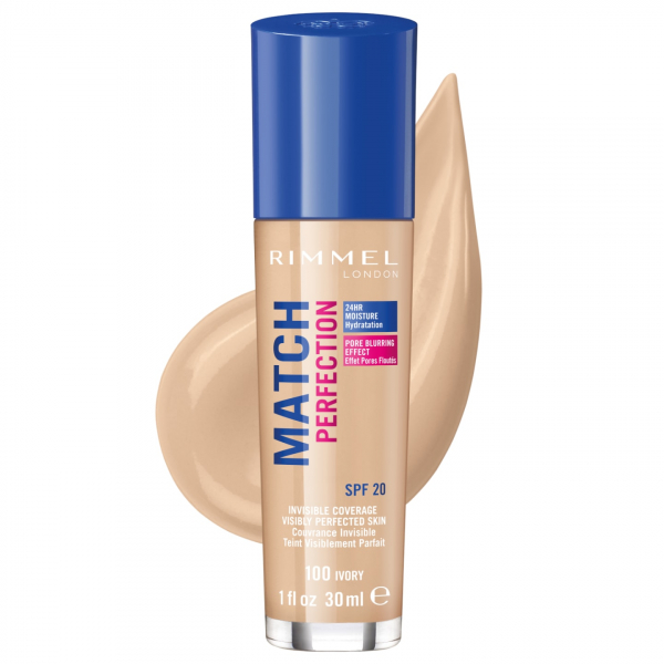 Fond de Ten Rimmel London Match Perfection SPF 20 100 Ivory, 30ml [1]