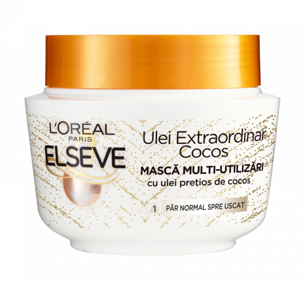 Masca de par L'oreal Paris Elseve Ulei Extraordinar cu ulei de cocos, pentru par normal spre uscat, 300ml [1]