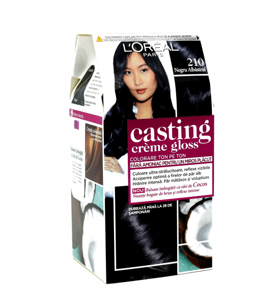 Vopsea de par fara amoniac L'Oreal Paris Casting Creme Gloss 210 Negru Albastrui, 180ml [1]