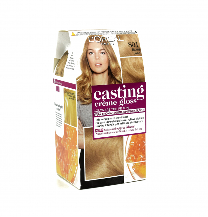 Vopsea de par fara amoniac L'Oreal Paris Casting Creme Gloss 801 Blond Satin, 180ml [1]