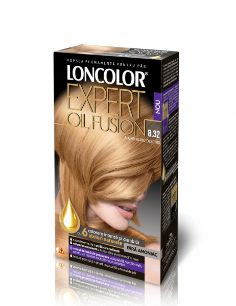 Vopsea de par fara amoniac Loncolor Expert Oil Fusion 8.32 Blond Auriu Deschis, 100ml [1]