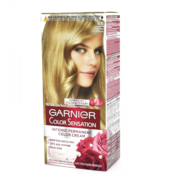 Vopsea de par permanenta Garnier Color Sensation 8.0 Luminous Light Blonde, 110ml [1]