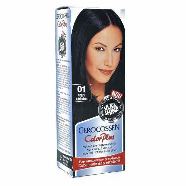 Vopsea de par permanenta Gerocossen Color Plus 01 Negru Albastrui, 110ml [1]