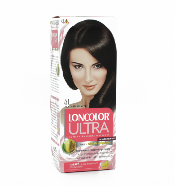 Vopsea de par permanenta Loncolor Ultra 4 Castaniu Mediu, 110ml [1]