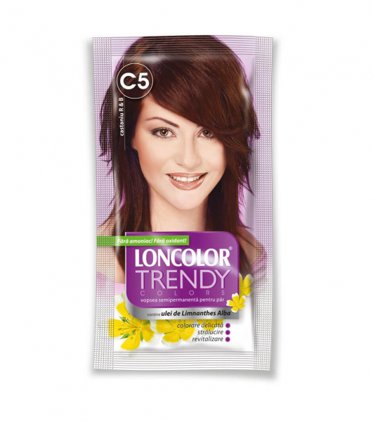 Vopsea de par semipermanenta fara amoniac Loncolor Trendy Colors C5 Castaniu R & B, 50ml [1]