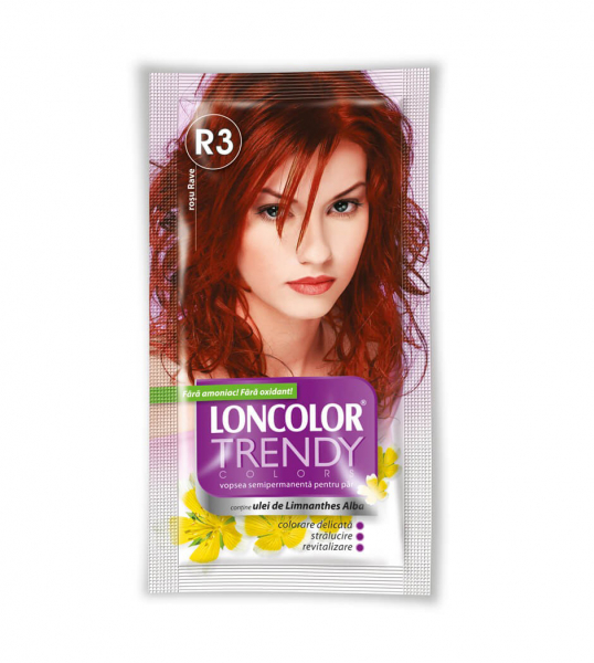 Vopsea de par semipermanenta fara amoniac Loncolor Trendy Colors R3 Rosu Rave, 50ml [1]
