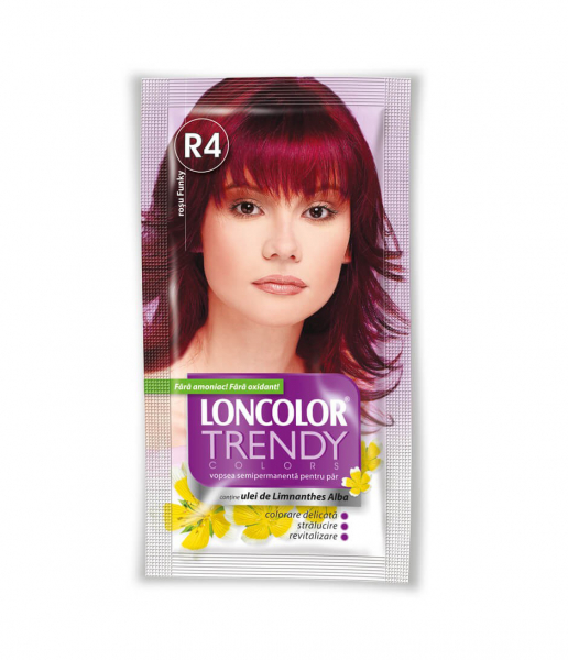 Vopsea de par semipermanenta fara amoniac Loncolor Trendy Colors R4 Rosu Funky, 50ml [1]