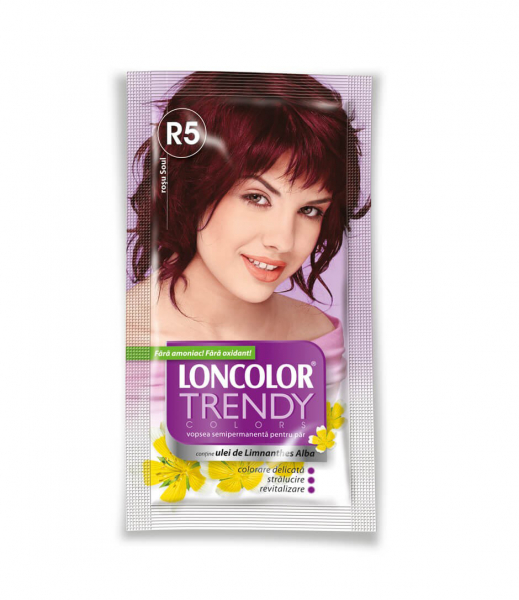 Vopsea de par semipermanenta fara amoniac Loncolor Trendy Colors R5 Rosu Soul, 50ml [1]