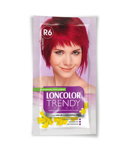 Vopsea de par semipermanenta fara amoniac Loncolor Trendy Colors R6 Rosu Techno, 50ml [1]