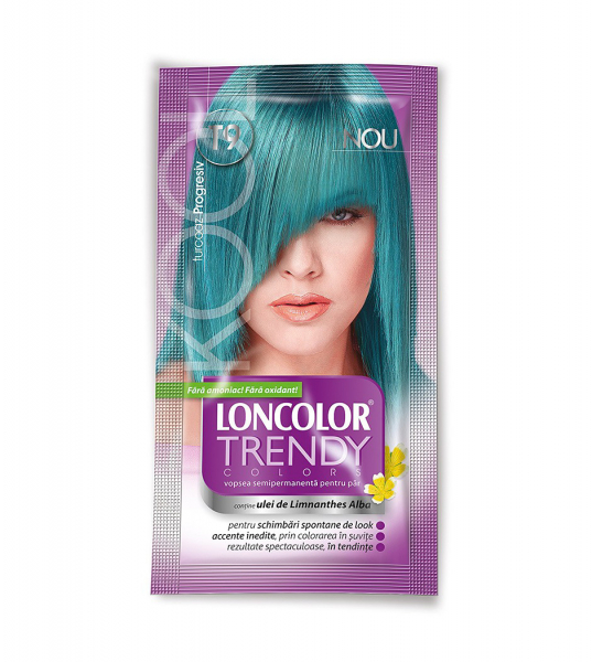 Vopsea de par semipermanenta fara amoniac Loncolor Trendy Colors T9 Turcoaz Progresiv, 50ml [1]