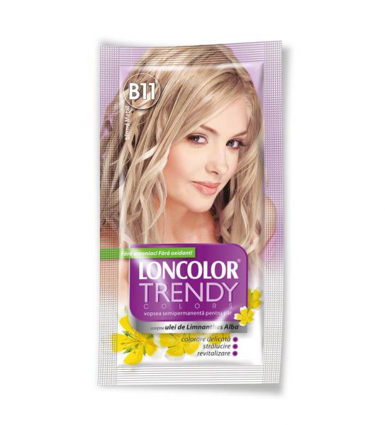 Vopsea de par semipermanenta fara amoniac Loncolor Trendy Colors B11 Blond Metal, 50ml [1]