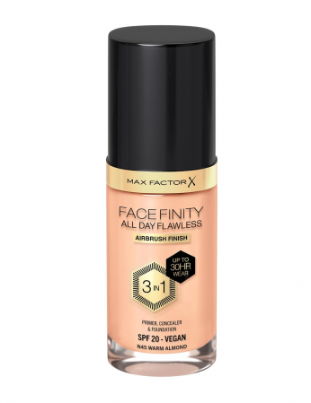 Fond de Ten - Fond de ten Max Factor All Day Flawless Vegan, N45 - Warm Almond, 30ml
