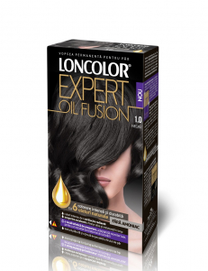Vopsea de par - Vopsea de par fara amoniac Loncolor Expert Oil Fusion 1.0 Negru, 100ml