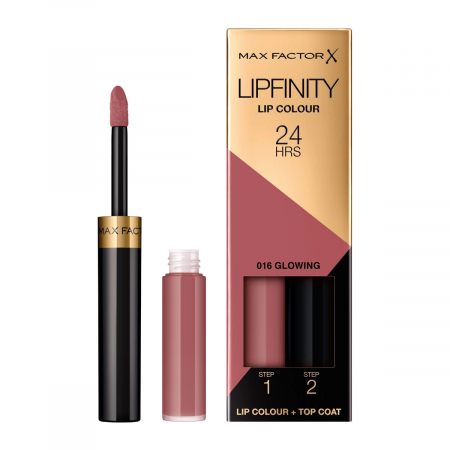 Buze - Max Factor Lipfinity 016 Glowing – Ruj Lichid Lungă Durată 24h, Roz Luminos Fresh