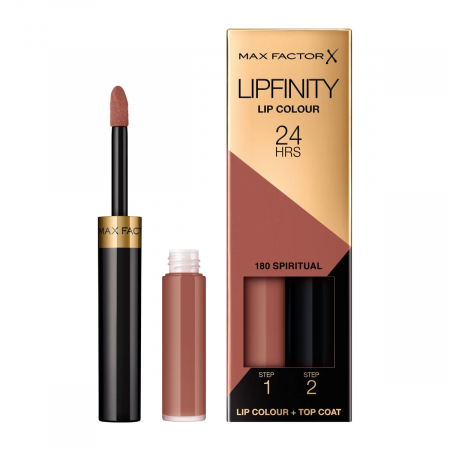 Buze - Max Factor Lipfinity 180 Spiritual – Ruj Lichid Lungă Durată 24h, Maro-Roșcat Cald Intens