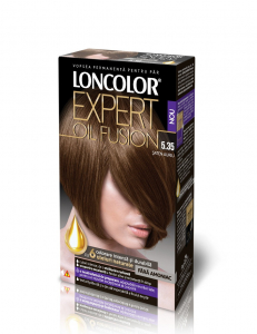 Vopsea de par - Vopsea de par fara amoniac Loncolor Expert Oil Fusion 5.35 Saten Auriu, 100ml