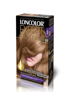 Vopsea de par - Vopsea de par fara amoniac Loncolor Expert Oil Fusion 6.3 Saten Auriu Inchis, 100ml