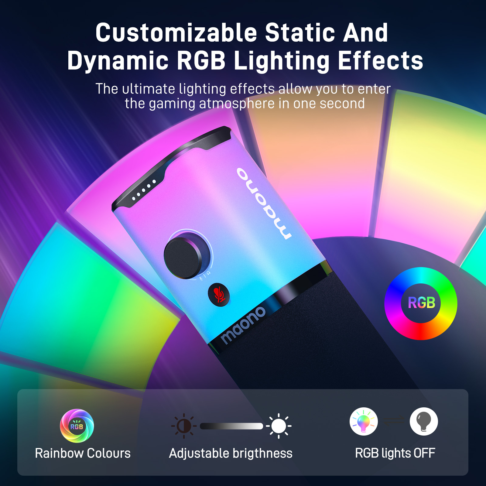 Iluminare RGB a microfonului MAONO PD100X