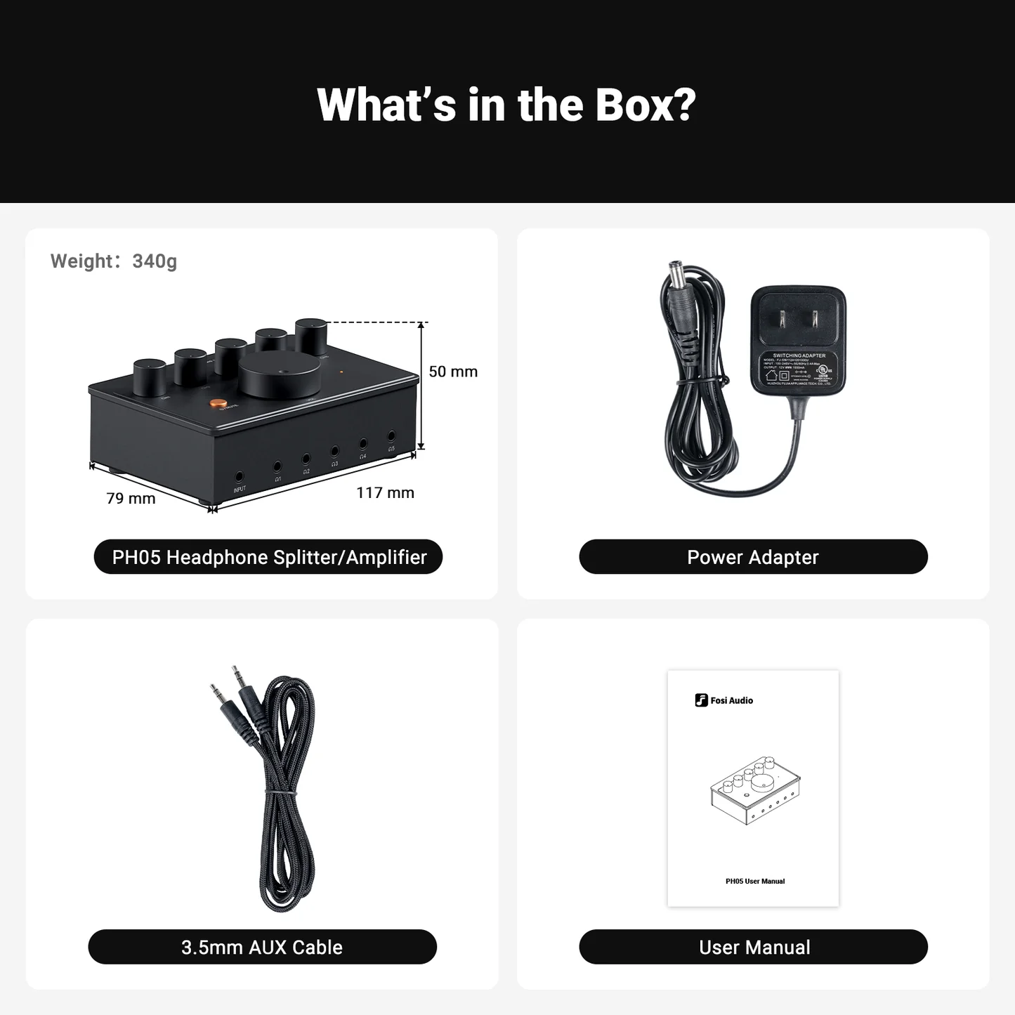 Fosi Audio PH05 Conținutul pachetului