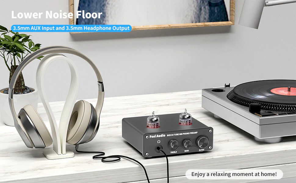 Fosi Audio Box X4 - Preamplificator Phono și Amplificator de Căști