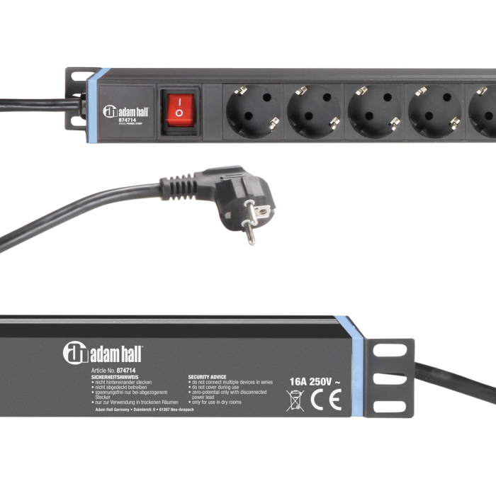 Adam Hall PDU 14S MOUNT distribuitor alimentare 1U, 12 Schuko + 2 IEC C13, 16A [3]