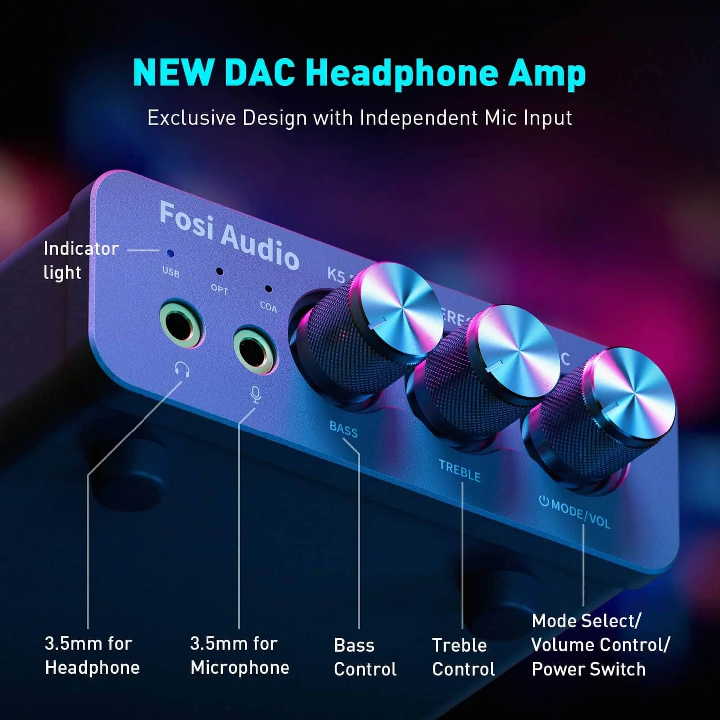Fosi Audio K5 PRO Amplificator de casti DAC Stereo [2]