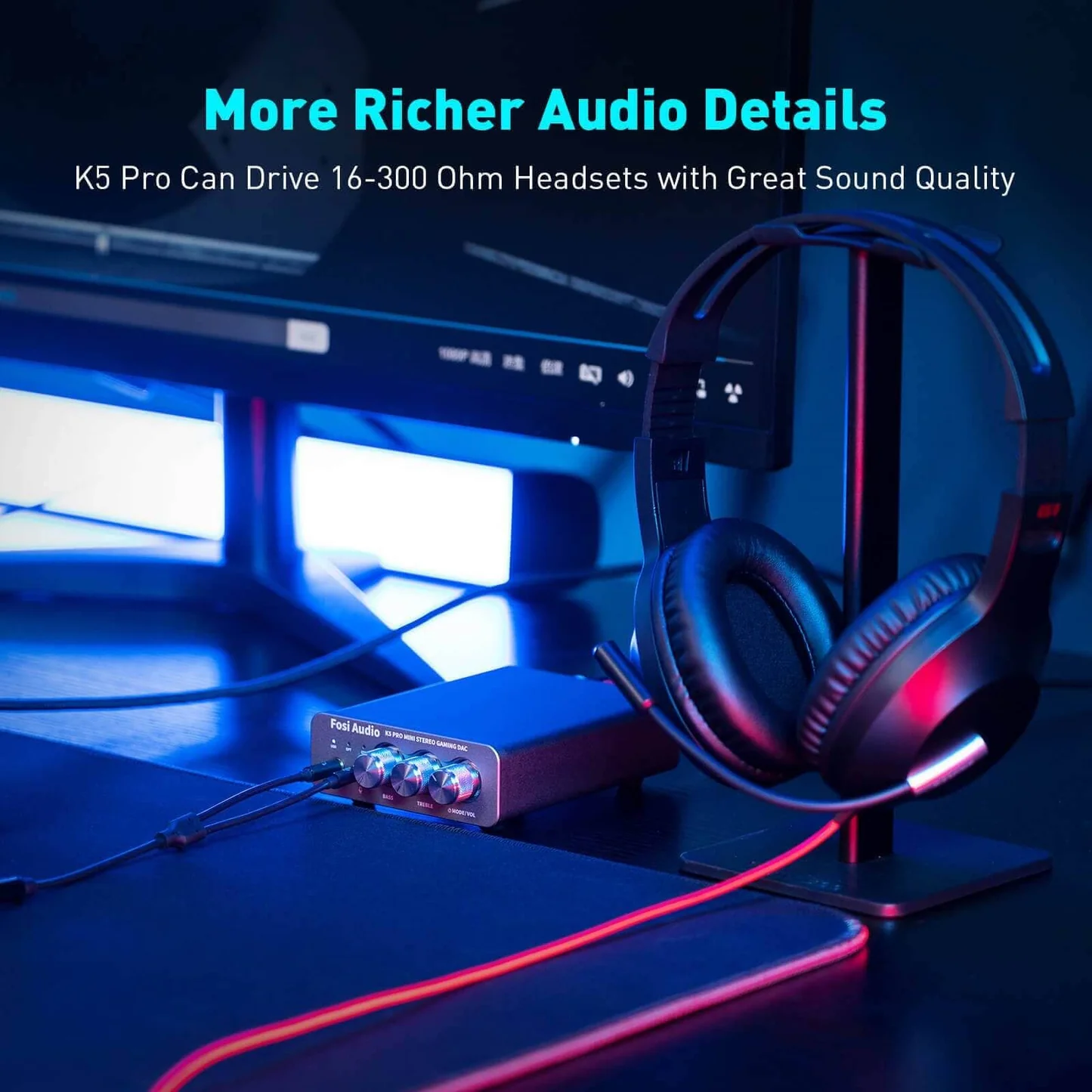 Fosi Audio K5 PRO Amplificator de casti DAC Stereo [9]