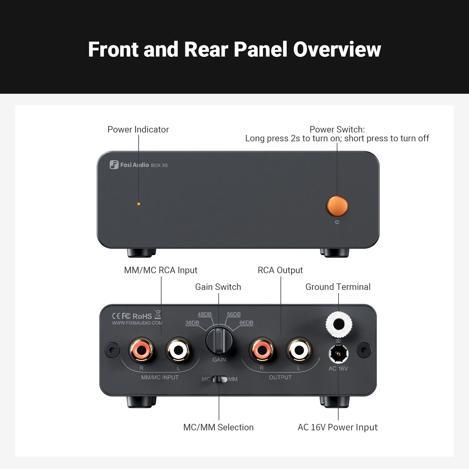 Fosi Audio Box X5 Preamplificator Hi-Fi pentru pick-up cu doze MM si MC [3]