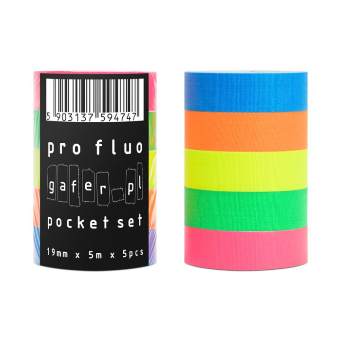 Gafer.pl Pocket PRO Fluo set 5 benzi adezive colorate 19mmx5m [2]