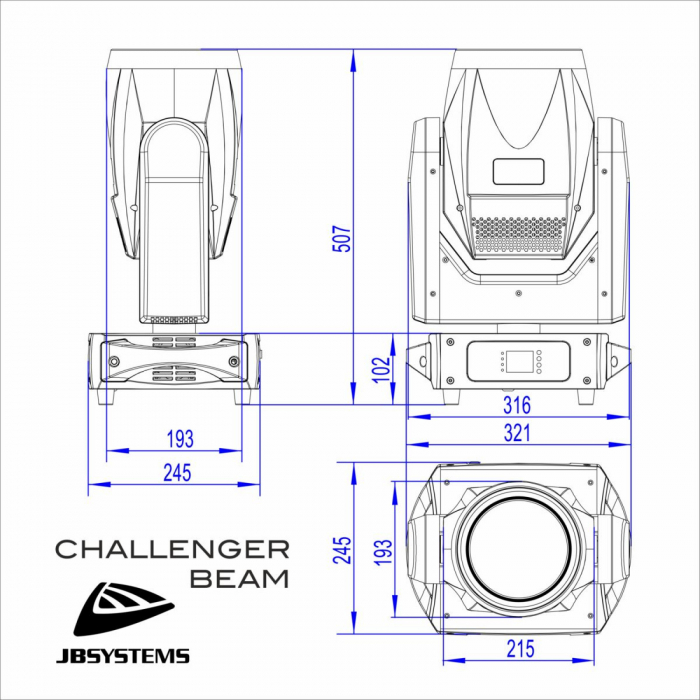 JB SYSTEMS CHALLENGER Beam Moving Head cu LED de 200W si Rainbow si Aura efect [9]