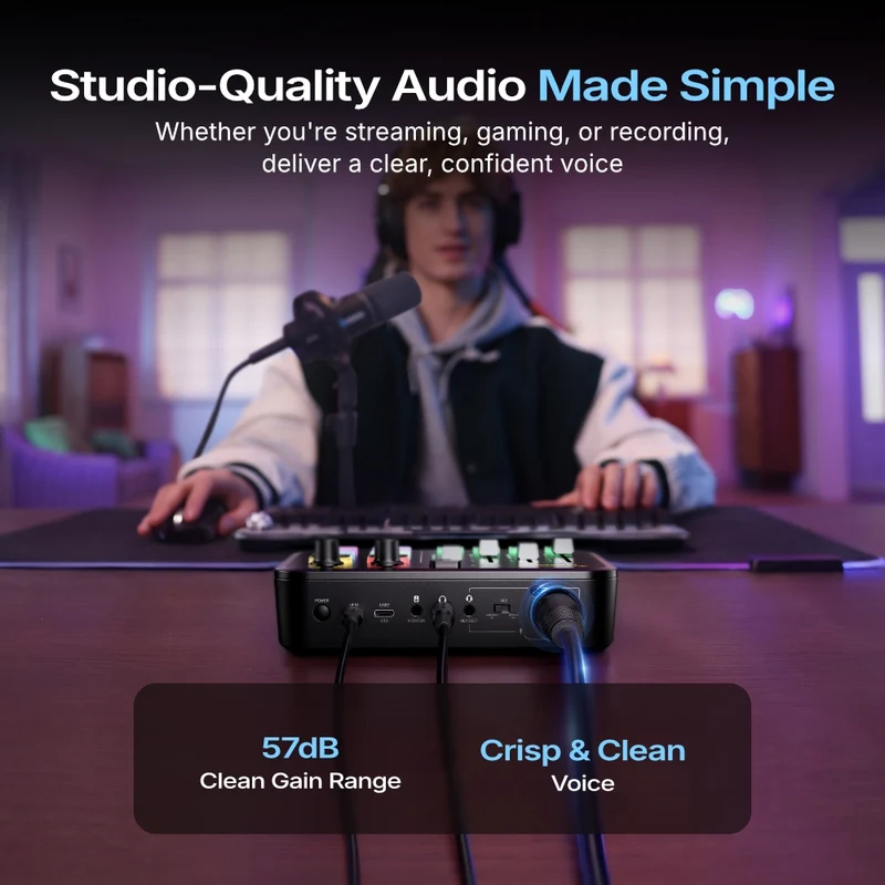 Maono G3 mixer audio pentru streaming & gaming PC, 4 fadere, Dual PC, XLR, Maono Arena [3]