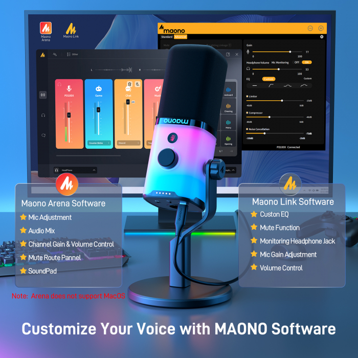 Maono PD100X RGB USB/XLR microfon dinamic pentru streaming [18]