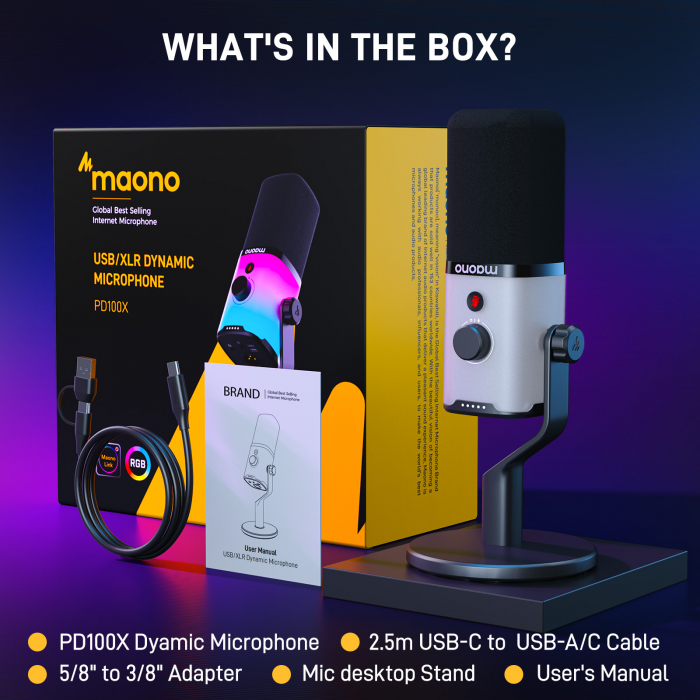 Maono PD100X RGB USB/XLR microfon dinamic pentru streaming [15]