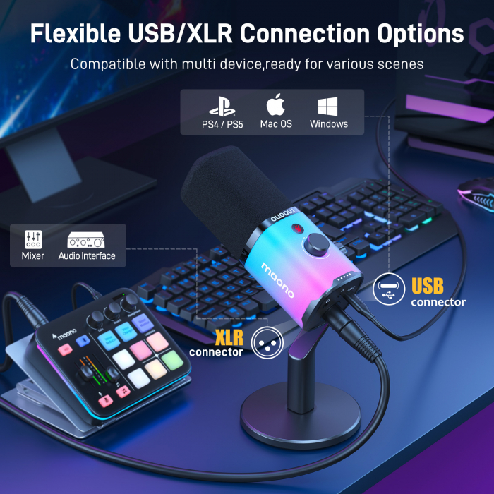 Maono PD100X RGB USB/XLR microfon dinamic pentru streaming [13]