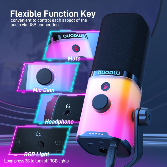 Maono PD100X RGB USB/XLR microfon dinamic pentru streaming [21]