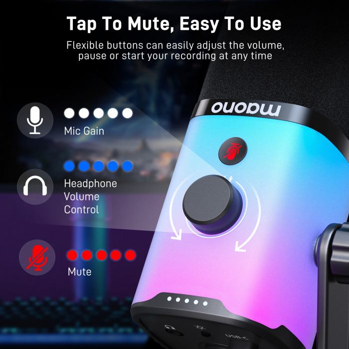 Maono PD100X RGB USB/XLR microfon dinamic pentru streaming [9]