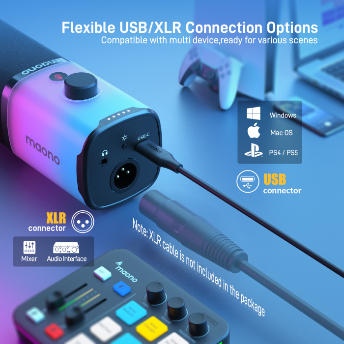 Maono PD100X RGB USB/XLR microfon dinamic pentru streaming [19]